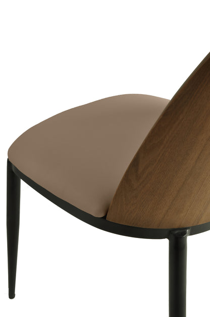 Tule Dining Side Chair with Upholstered Seat and Powder-Coated Steel Frame Set of 2