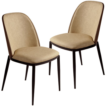 Tule Dining Side Chair with Upholstered Seat and Powder-Coated Steel Frame Set of 2