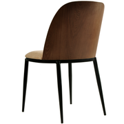 Tule Dining Side Chair with Upholstered Seat and Powder-Coated Steel Frame Black Walnut Light Brown Dining Chair Leisuremod