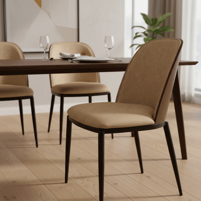 Tule Dining Side Chair with Upholstered Seat and Powder-Coated Steel Frame