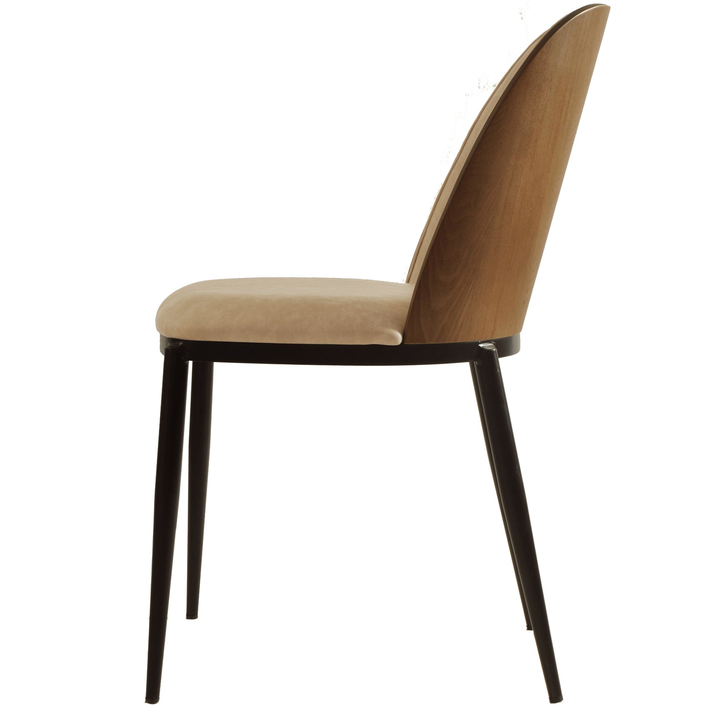 Tule Dining Side Chair with Upholstered Seat and Powder-Coated Steel Frame