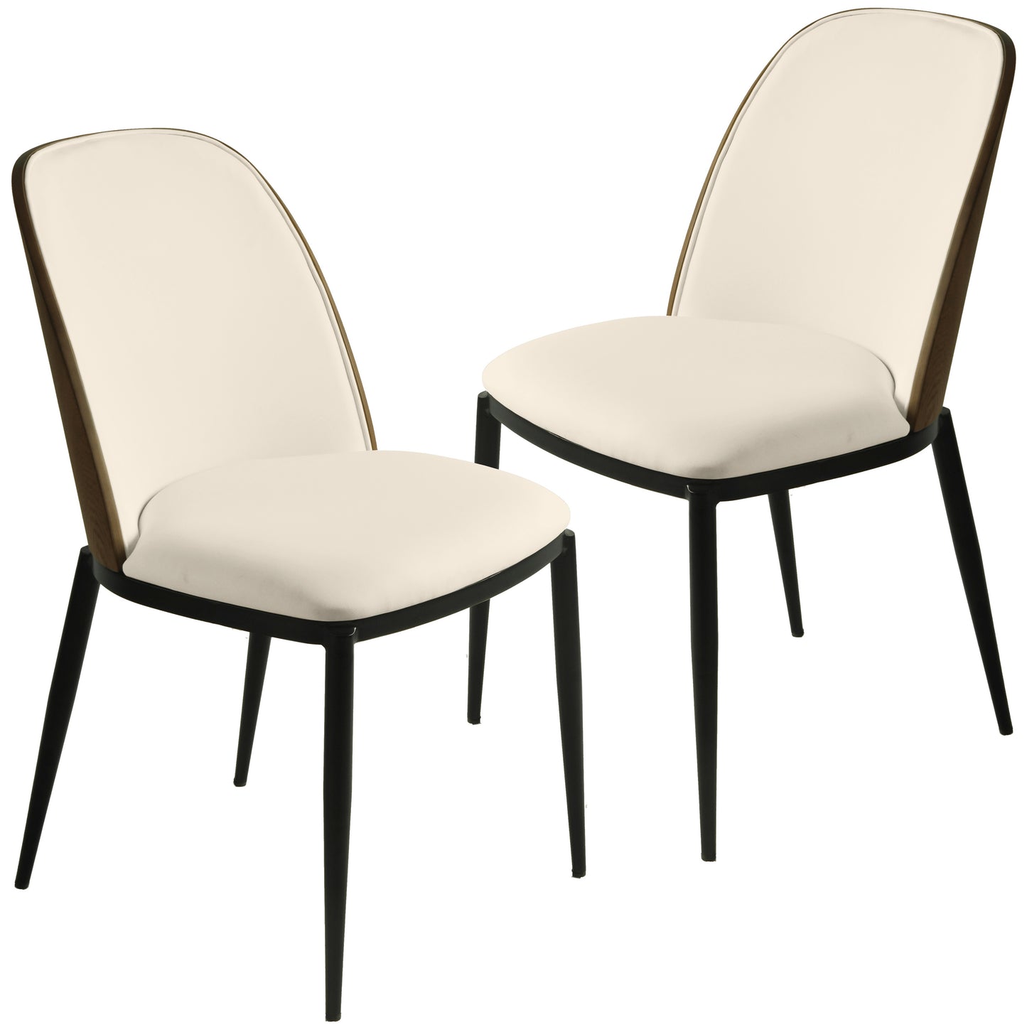 Tule Dining Side Chair with Upholstered Seat and Powder-Coated Steel Frame Set of 2