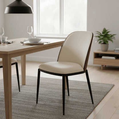 Tule Dining Side Chair with Upholstered Seat and Powder-Coated Steel Frame