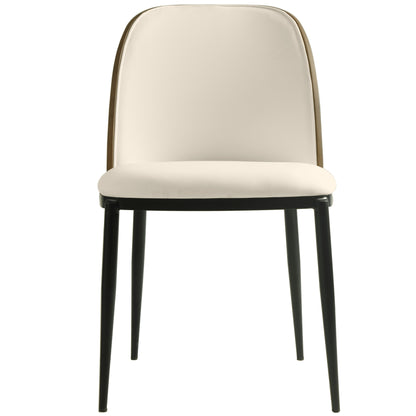 Tule Dining Side Chair with Upholstered Seat and Powder-Coated Steel Frame