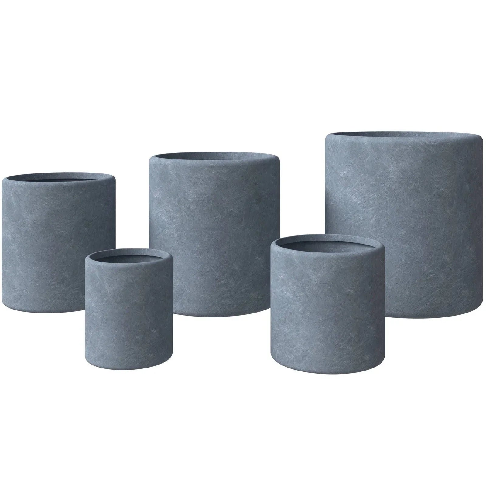 Tundra 5-Piece Fiberstone and MGO Clay Planter Set, Mid-Century Modern Round Planter Pot for Indoor and Outdoor - Elax Furniture