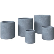 Tundra 5-Piece Fiberstone and MGO Clay Planter Set, Mid-Century Modern Round Planter Pot for Indoor and Outdoor - Elax Furniture