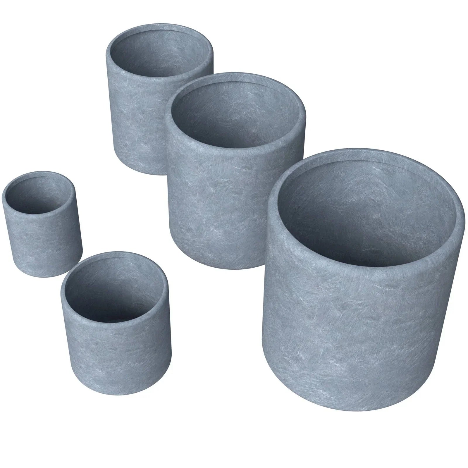 Tundra 5-Piece Fiberstone and MGO Clay Planter Set, Mid-Century Modern Round Planter Pot for Indoor and Outdoor - Elax Furniture