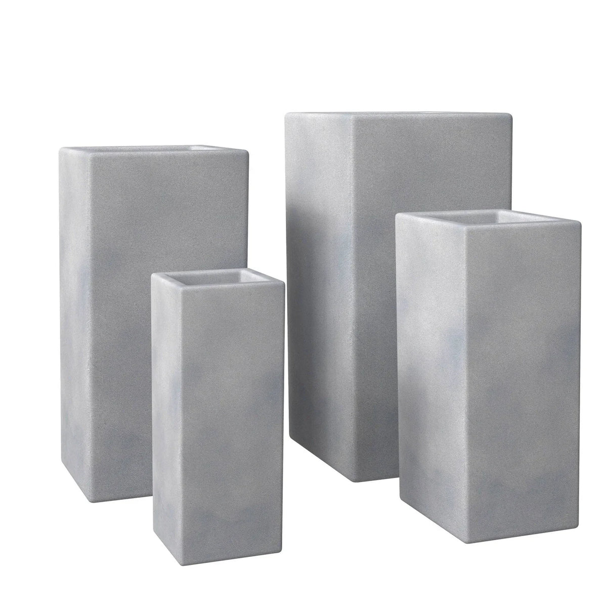 Terra 4-Piece Fiberstone and MGO Clay Planter Set, Mid-Century Modern Tall Square Planter Pot for Indoor and Outdoor - Elax Furniture