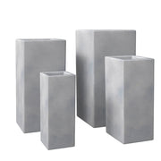Terra 4-Piece Fiberstone and MGO Clay Planter Set, Mid-Century Modern Tall Square Planter Pot for Indoor and Outdoor - Elax Furniture