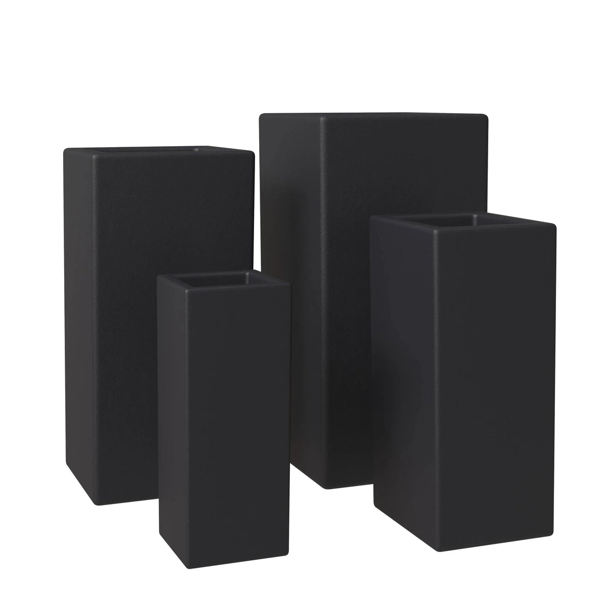 Terra 4-Piece Fiberstone and MGO Clay Planter Set, Mid-Century Modern Tall Square Planter Pot for Indoor and Outdoor - Elax Furniture