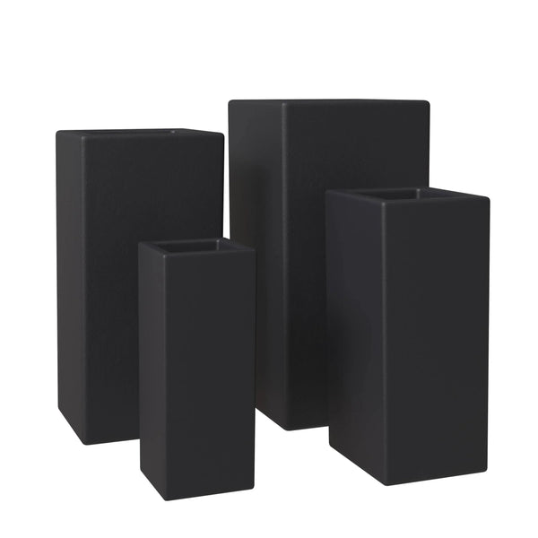 Terra 4-Piece Fiberstone and MGO Clay Planter Set, Mid-Century Modern Tall Square Planter Pot for Indoor and Outdoor - Elax Furniture