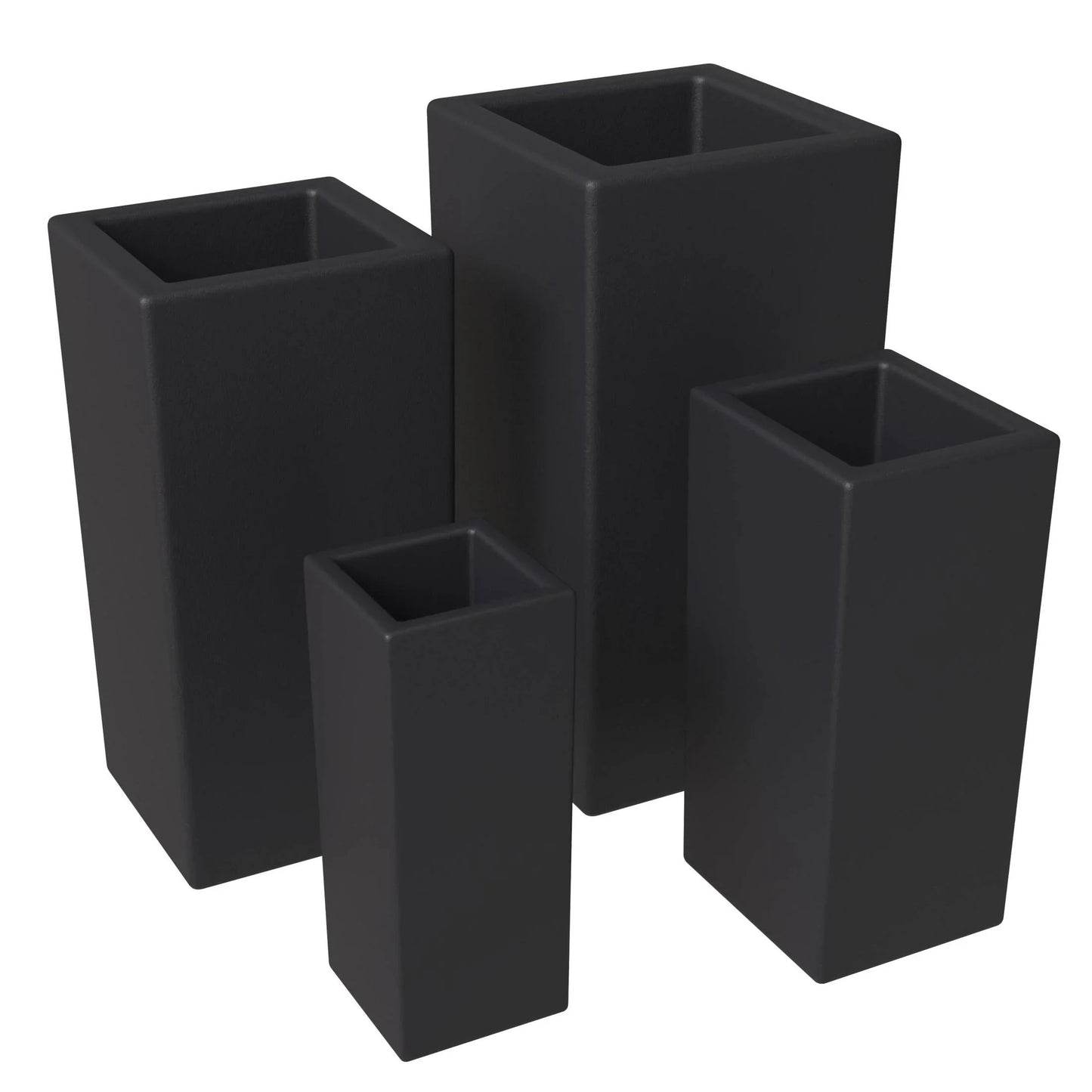 Terra 4-Piece Fiberstone and MGO Clay Planter Set, Mid-Century Modern Tall Square Planter Pot for Indoor and Outdoor - Elax Furniture