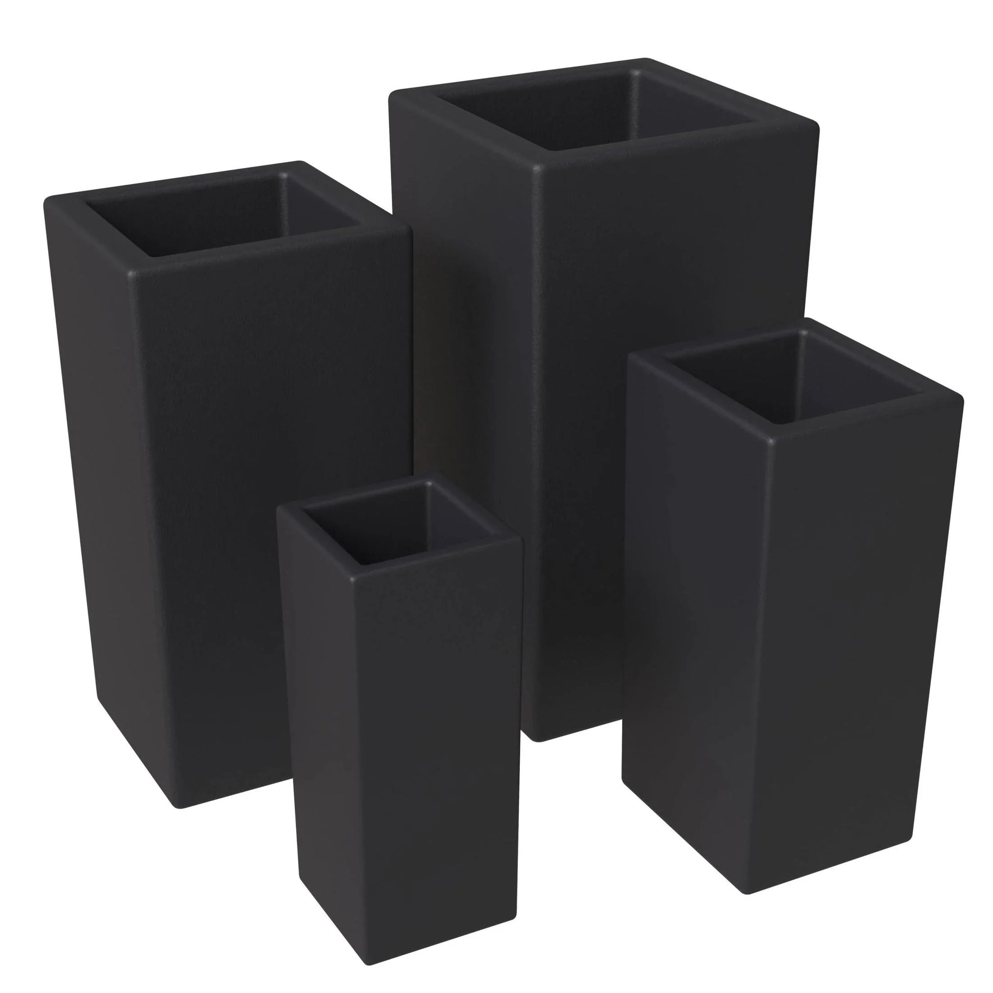 Terra 4-Piece Fiberstone and MGO Clay Planter Set, Mid-Century Modern Tall Square Planter Pot for Indoor and Outdoor - Elax Furniture