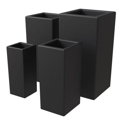Terra 4-Piece Fiberstone and MGO Clay Planter Set, Mid-Century Modern Tall Square Planter Pot for Indoor and Outdoor - Elax Furniture
