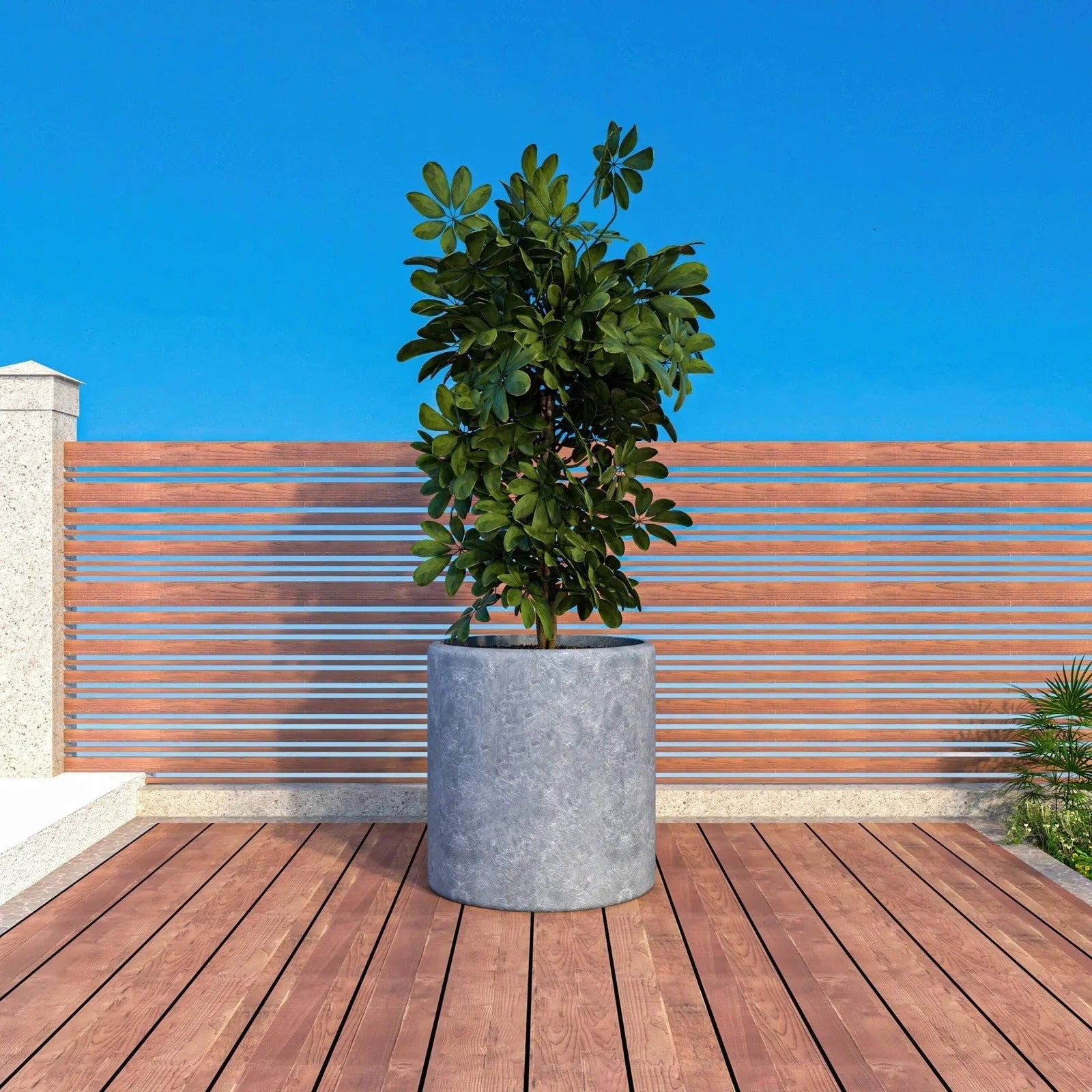 Tundra Fiberstone and MGO Clay Planter, Mid-Century Modern Round Planter Pot for Indoor and Outdoor - Elax Furniture