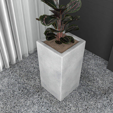 Terra Fiberstone and MGO Clay Planter, Mid-Century Modern Tall Square Planter Pot for Indoor and Outdoor - Elax Furniture