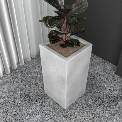 Terra Fiberstone and MGO Clay Planter, Mid-Century Modern Tall Square Planter Pot for Indoor and Outdoor - Elax Furniture