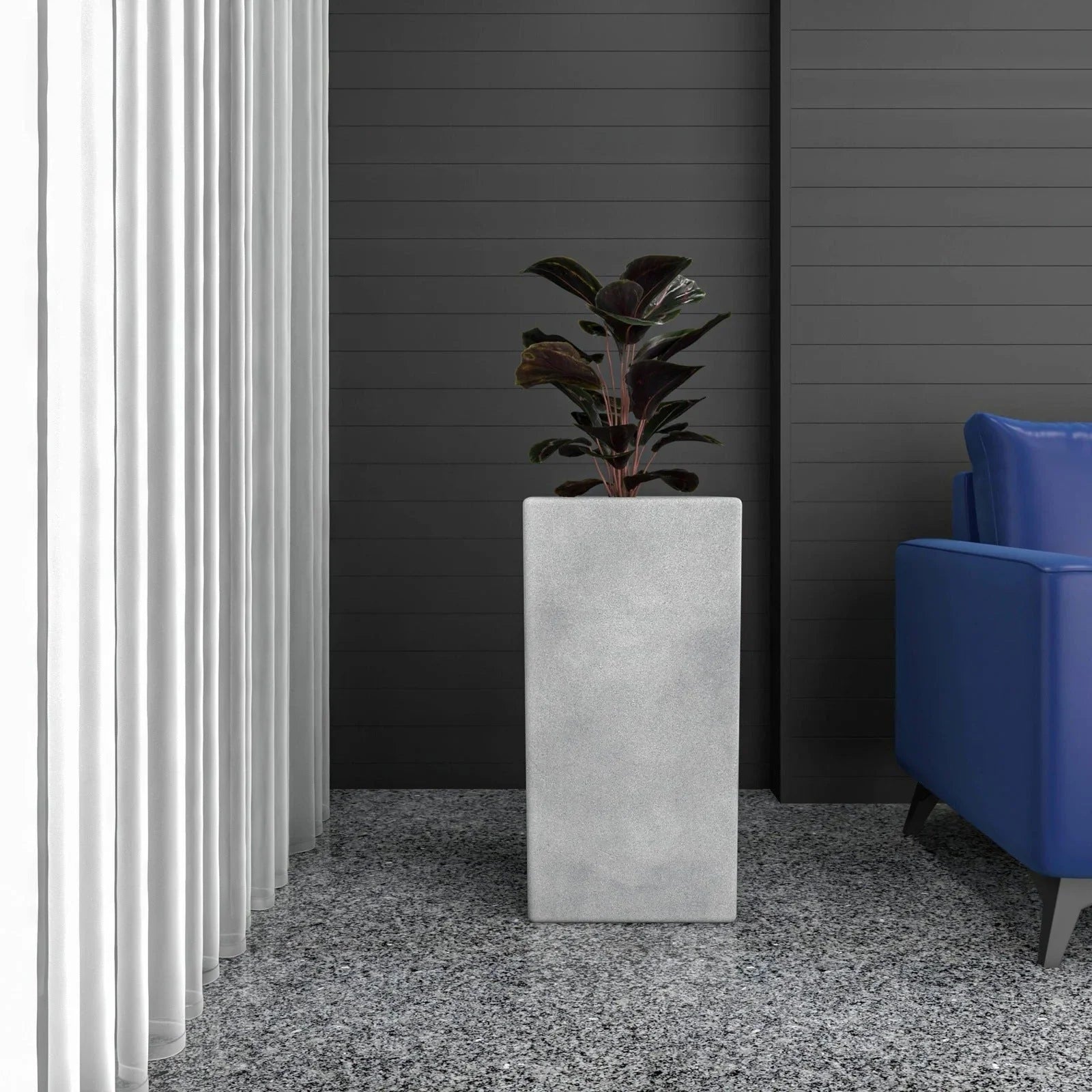 Terra Fiberstone and MGO Clay Planter, Mid-Century Modern Tall Square Planter Pot for Indoor and Outdoor - Elax Furniture