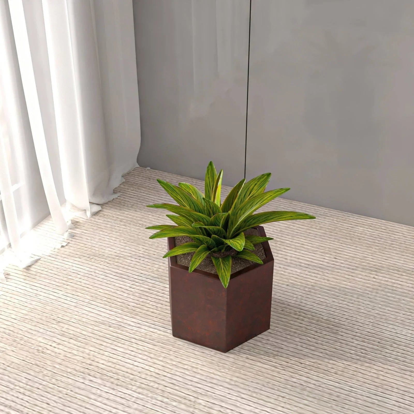 Thicket Modern Fiberstone Planter - Hexagon Design Weather Resistant Plant Pot - Elax Furniture