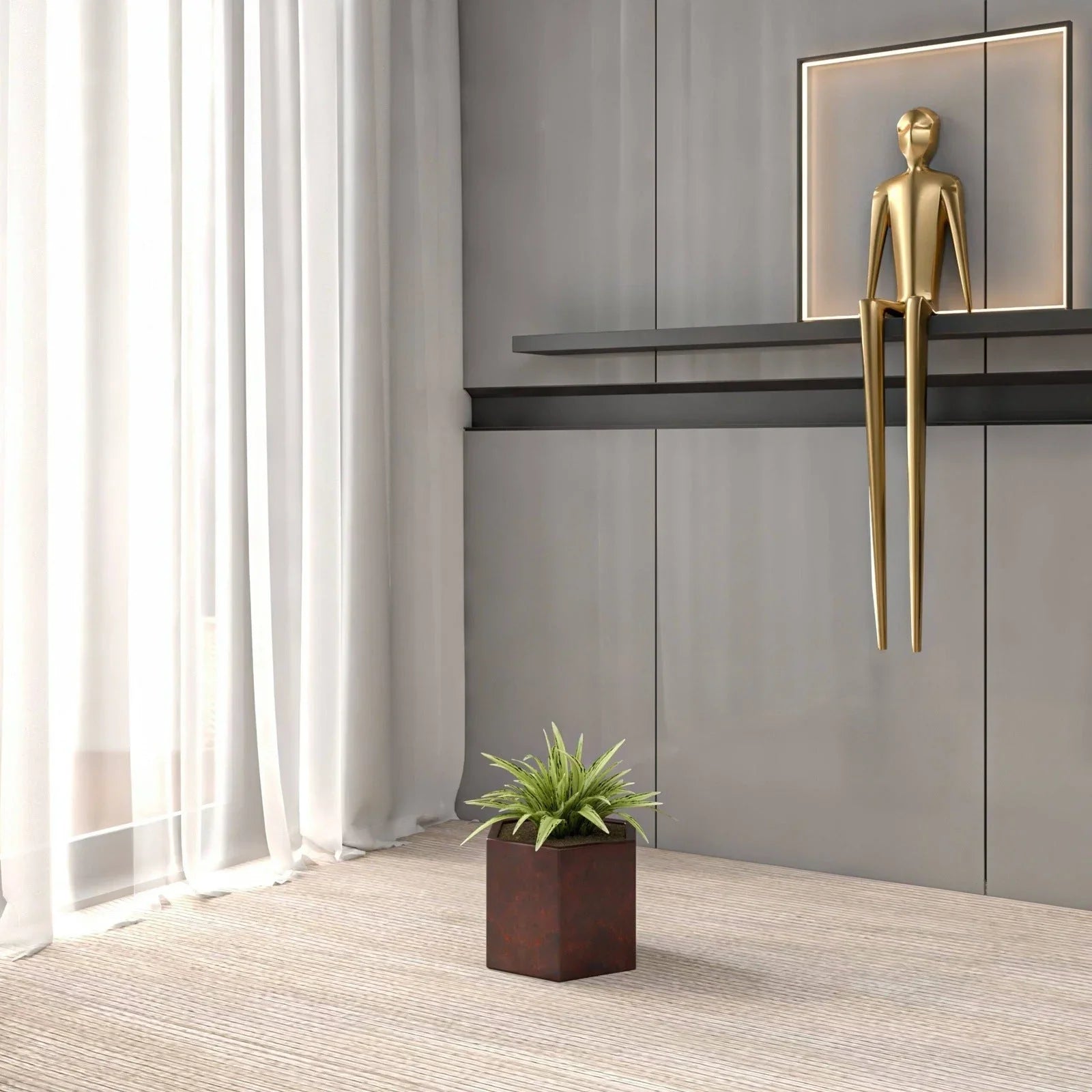 Thicket Modern Fiberstone Planter - Hexagon Design Weather Resistant Plant Pot - Elax Furniture