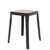 Tresse Mid-Century Modern Stackable Square Plastic Dining Stool with Wicker Top