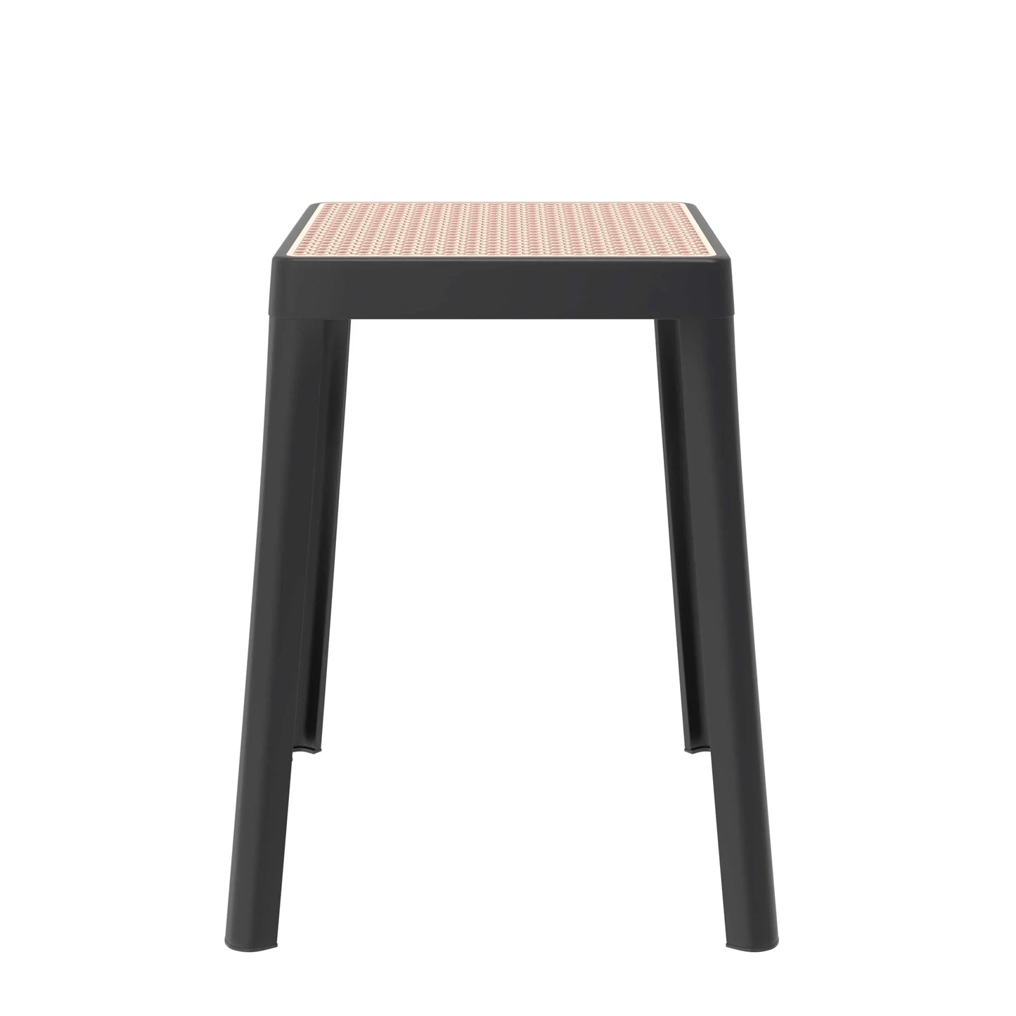 Tresse Mid-Century Modern Stackable Square Plastic Dining Stool with Wicker Top - Elax Furniture