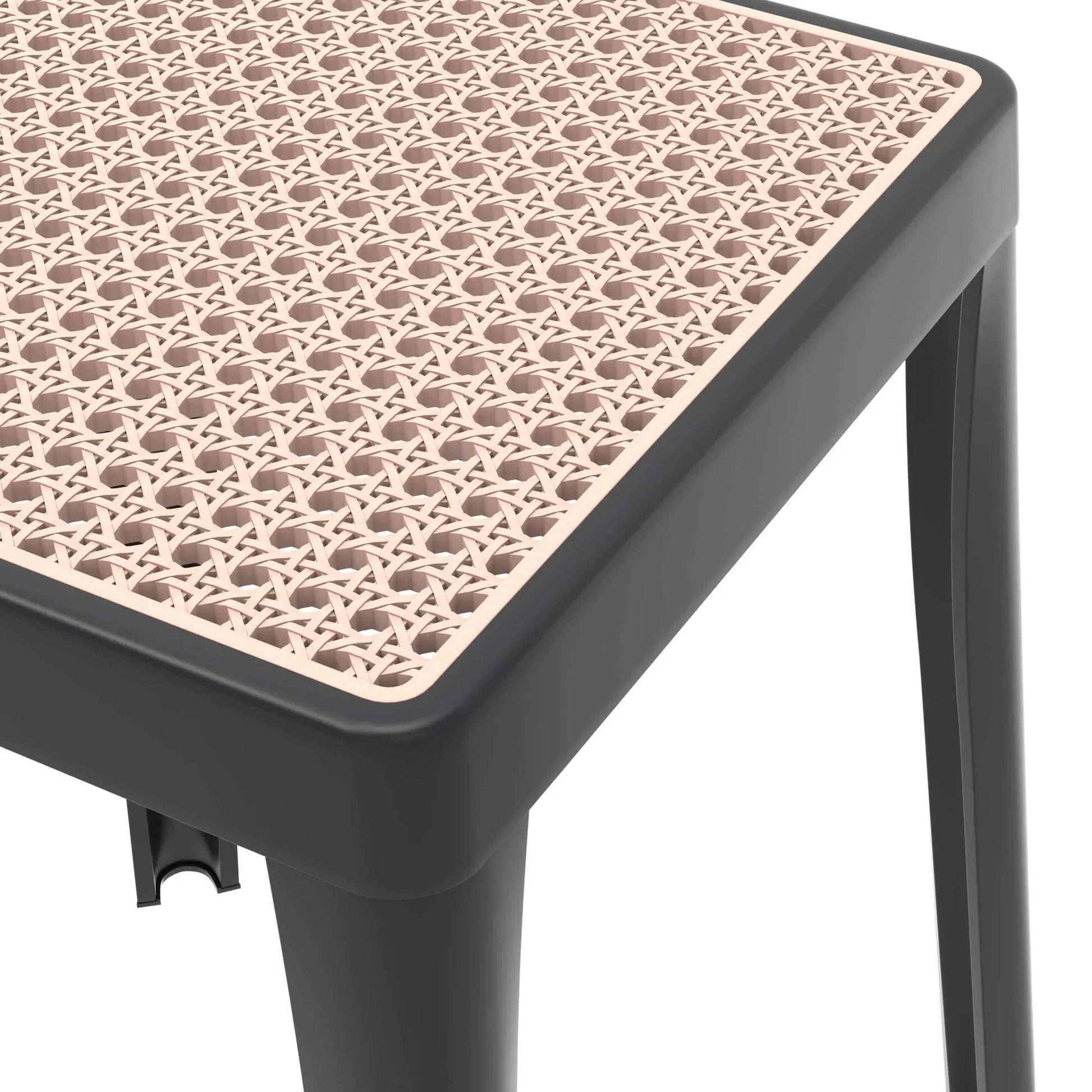 Tresse Mid-Century Modern Stackable Square Plastic Dining Stool with Wicker Top - Elax Furniture