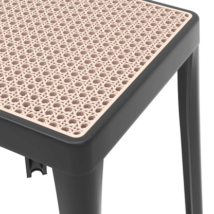 Tresse Mid-Century Modern Stackable Square Plastic Dining Stool with Wicker Top - Elax Furniture