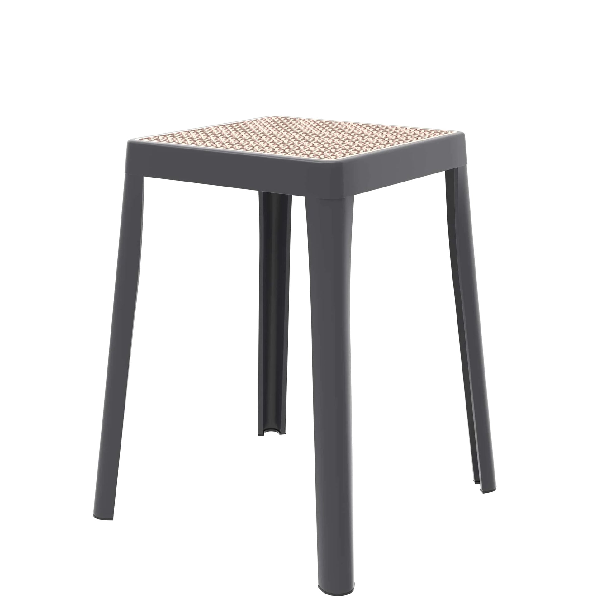 Tresse Mid-Century Modern Stackable Square Plastic Dining Stool with Wicker Top - Elax Furniture