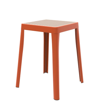 Tresse Mid-Century Modern Stackable Square Plastic Dining Stool with Wicker Top - Elax Furniture