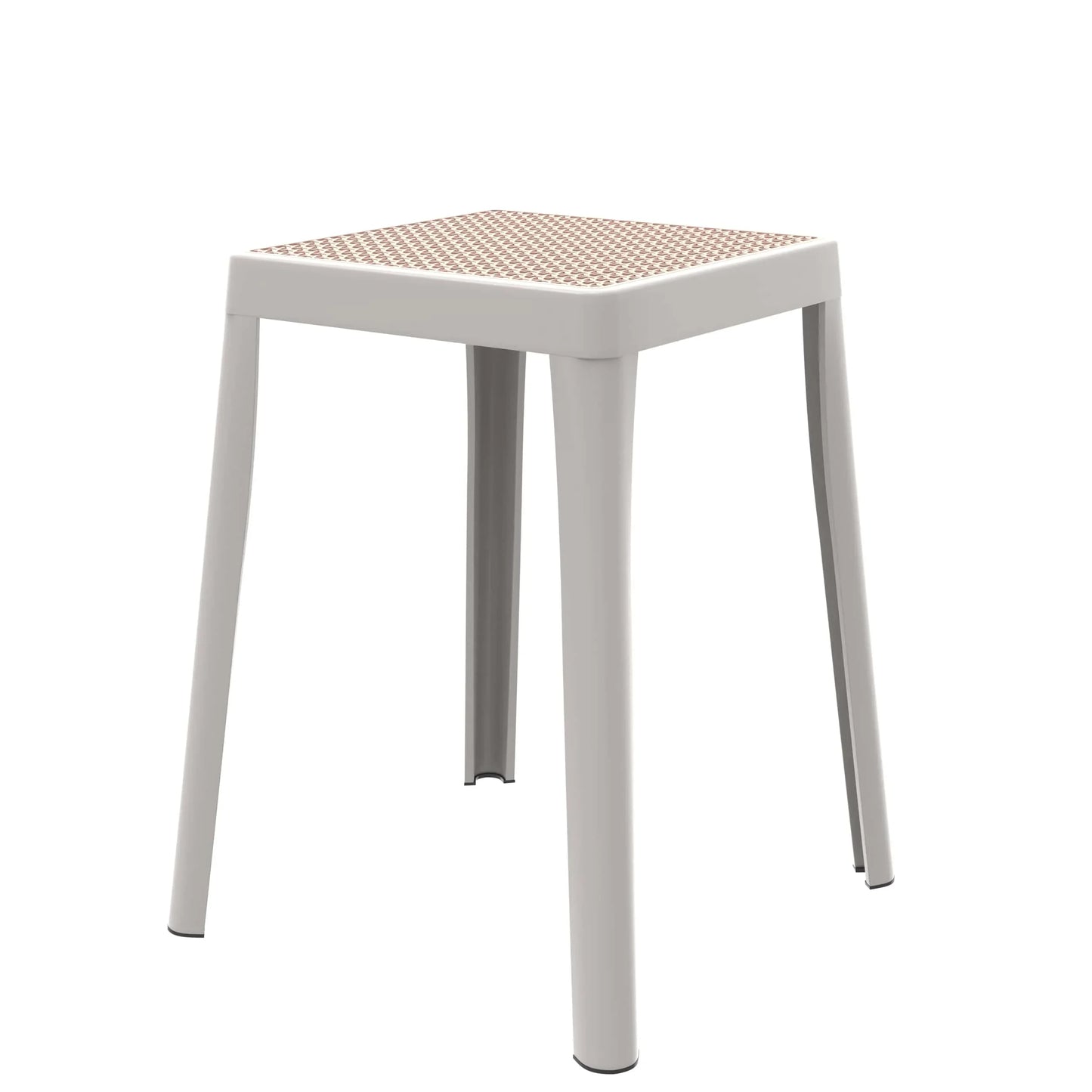 Tresse Mid-Century Modern Stackable Square Plastic Dining Stool with Wicker Top - Elax Furniture