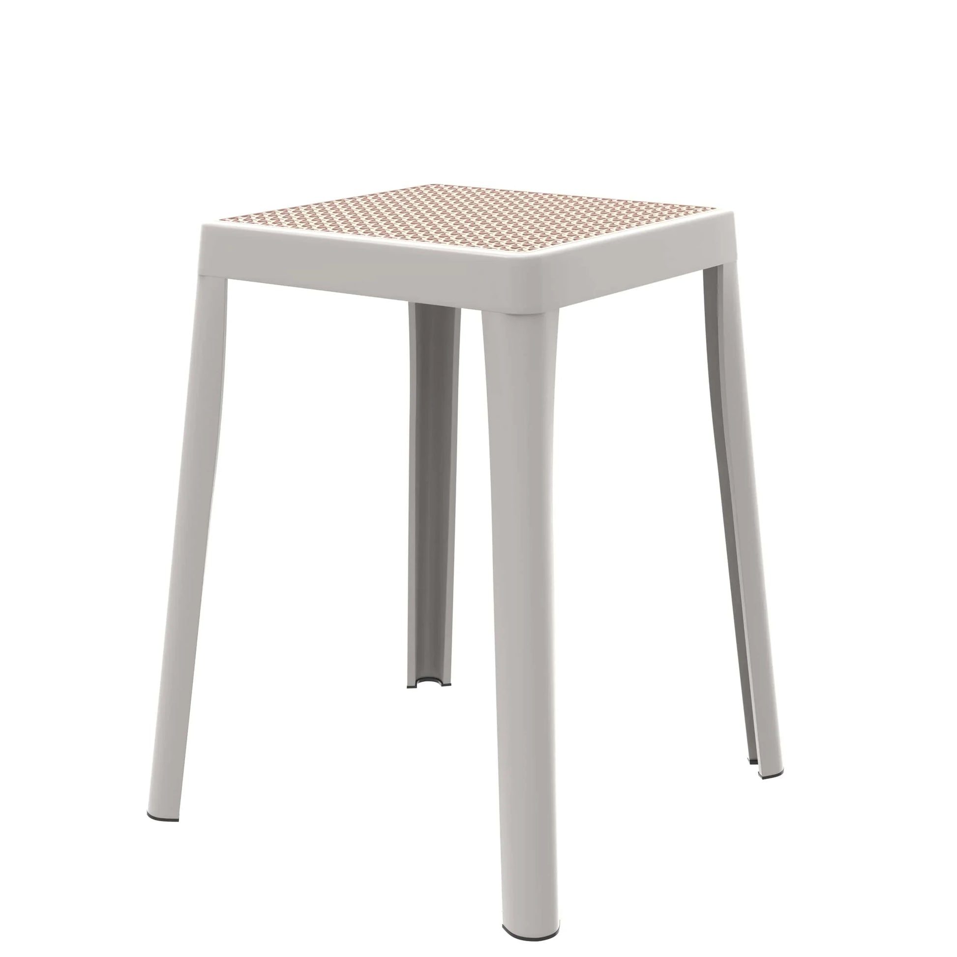 Tresse Mid-Century Modern Stackable Square Plastic Dining Stool with Wicker Top - Elax Furniture