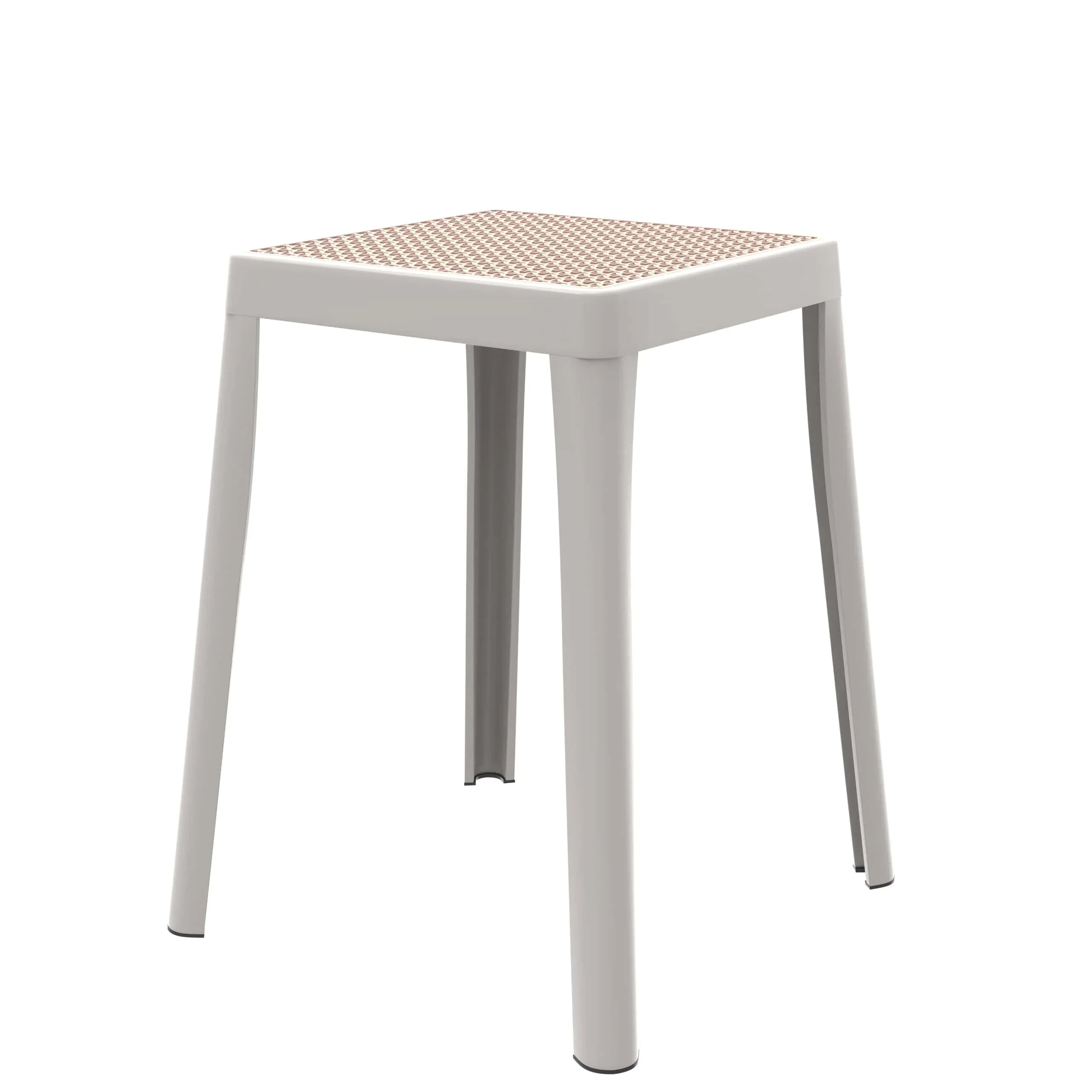 Tresse Mid-Century Modern Stackable Square Plastic Dining Stool with Wicker Top - Elax Furniture