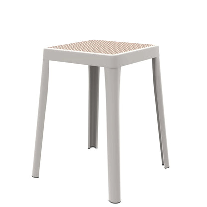 Tresse Mid-Century Modern Stackable Square Plastic Dining Stool with Wicker Top - Elax Furniture