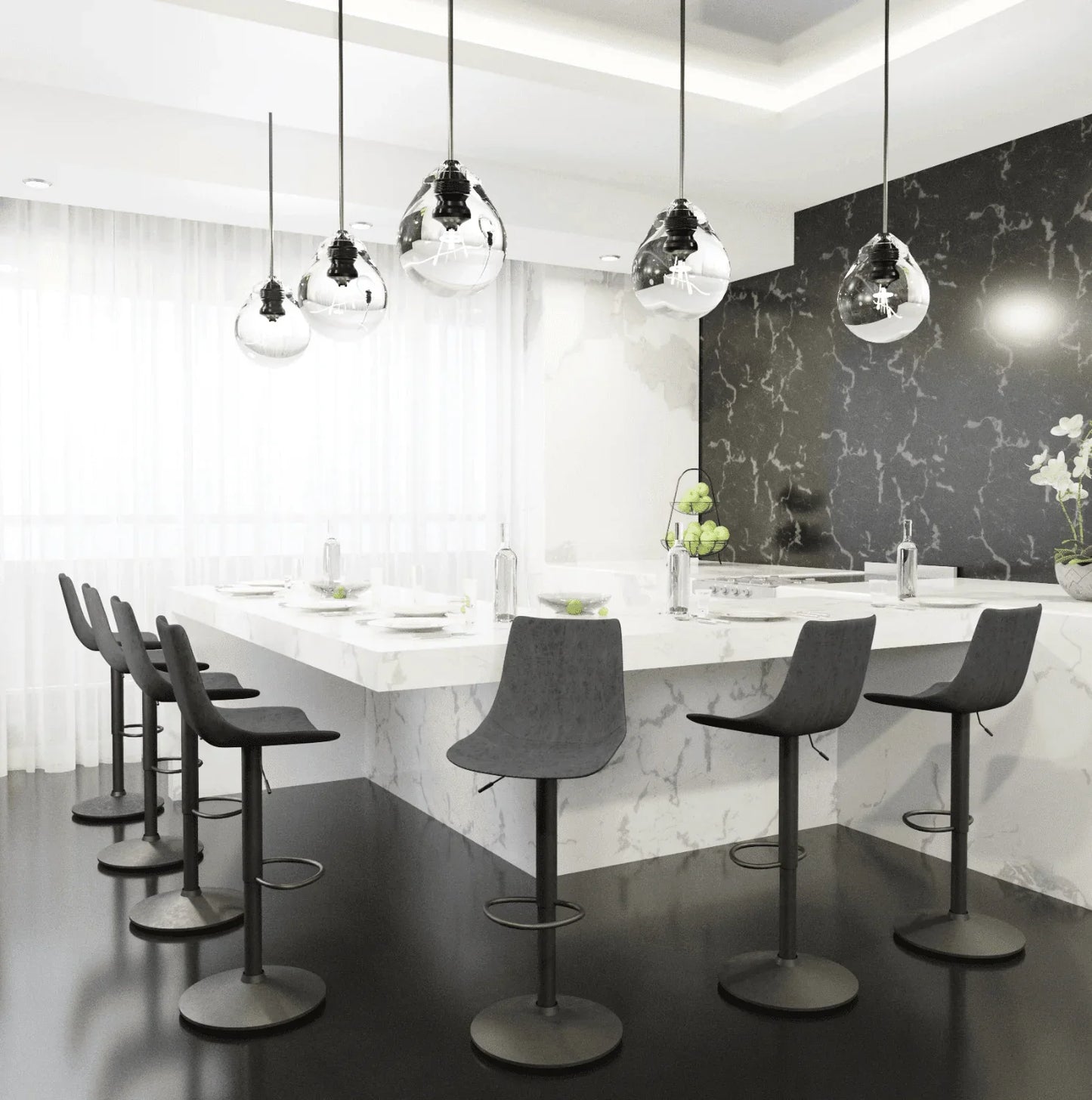 Tilbury Modern Adjustable Bar Stool with Footrest and 360-Degree Swivel - Elax Furniture