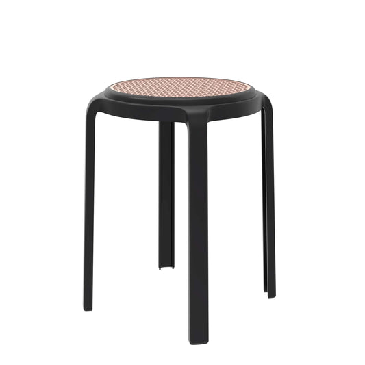 Tresse Mid-Century Modern Stackable Round Plastic Dining Stool for Kitchen and Dining Room - Elax Furniture