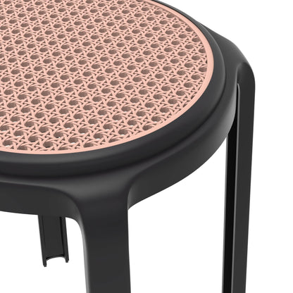 Tresse Mid-Century Modern Stackable Round Plastic Dining Stool for Kitchen and Dining Room - Elax Furniture
