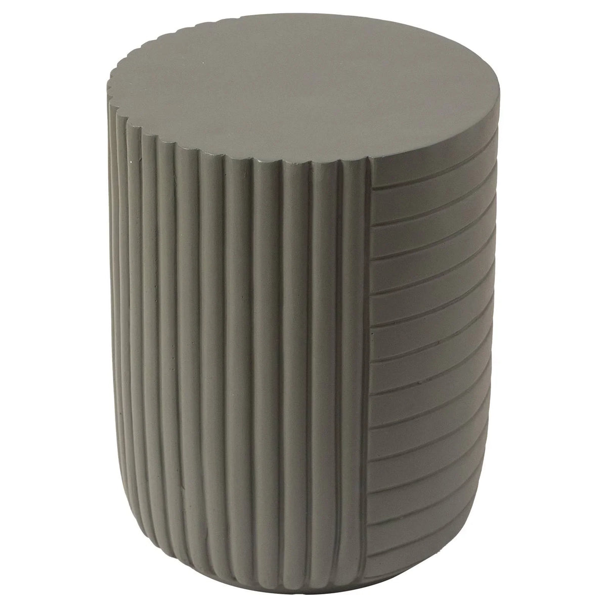 Trove 14" Wide Round Side Fiberstone Table With Ribbed Design - Elax Furniture