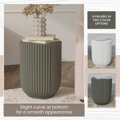 Trove 14" Wide Round Side Fiberstone Table With Ribbed Design - Elax Furniture