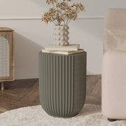Trove 14" Wide Round Side Fiberstone Table With Ribbed Design - Elax Furniture