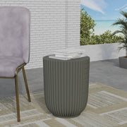 Trove 14" Wide Round Side Fiberstone Table With Ribbed Design - Elax Furniture