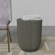 Trove 14" Wide Round Side Fiberstone Table With Ribbed Design - Elax Furniture
