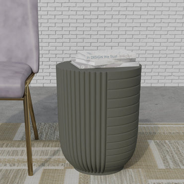 Trove 14" Wide Round Side Fiberstone Table With Ribbed Design - Elax Furniture