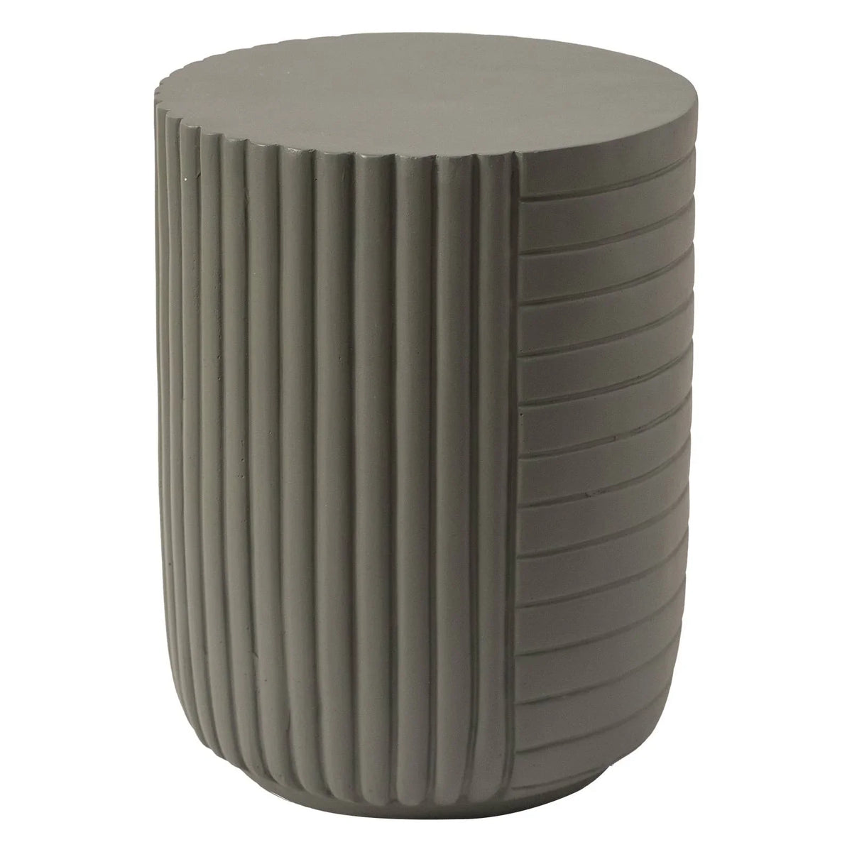 Trove 14" Wide Round Side Fiberstone Table With Ribbed Design - Elax Furniture