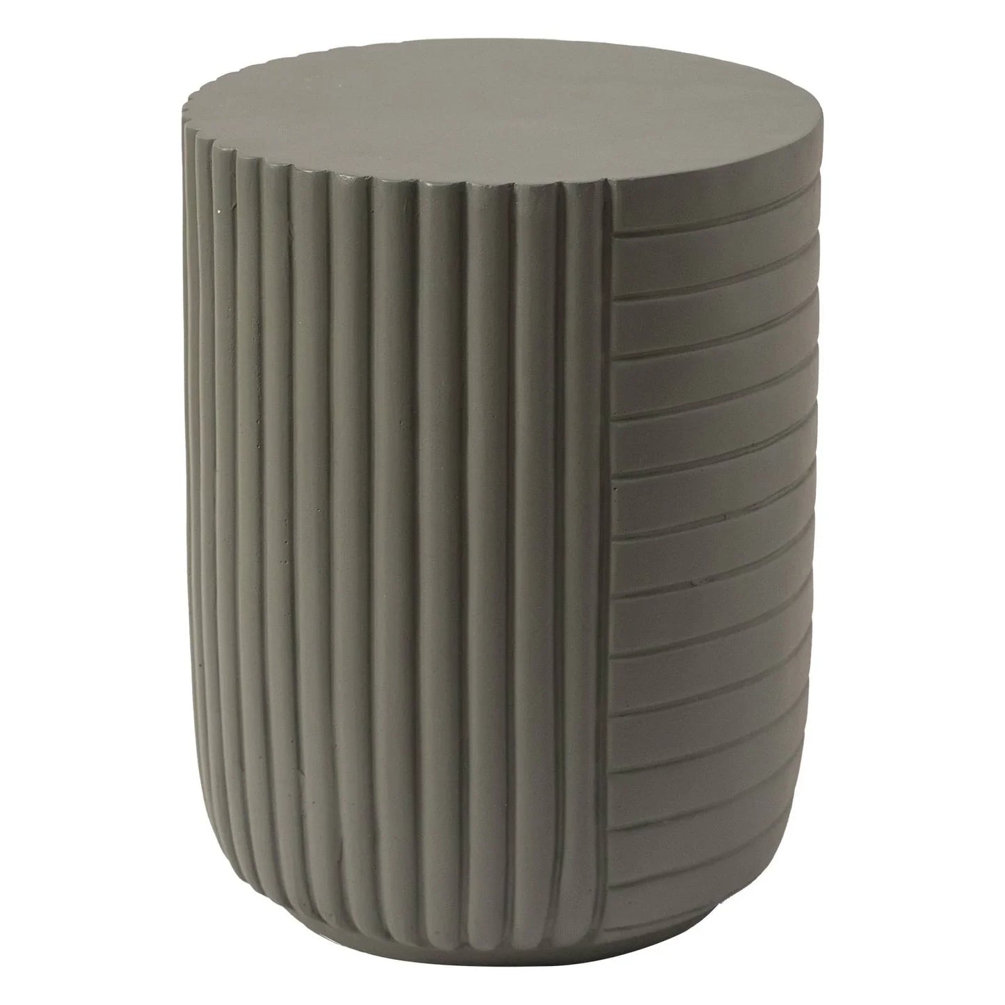 Trove 14" Wide Round Side Fiberstone Table With Ribbed Design - Elax Furniture