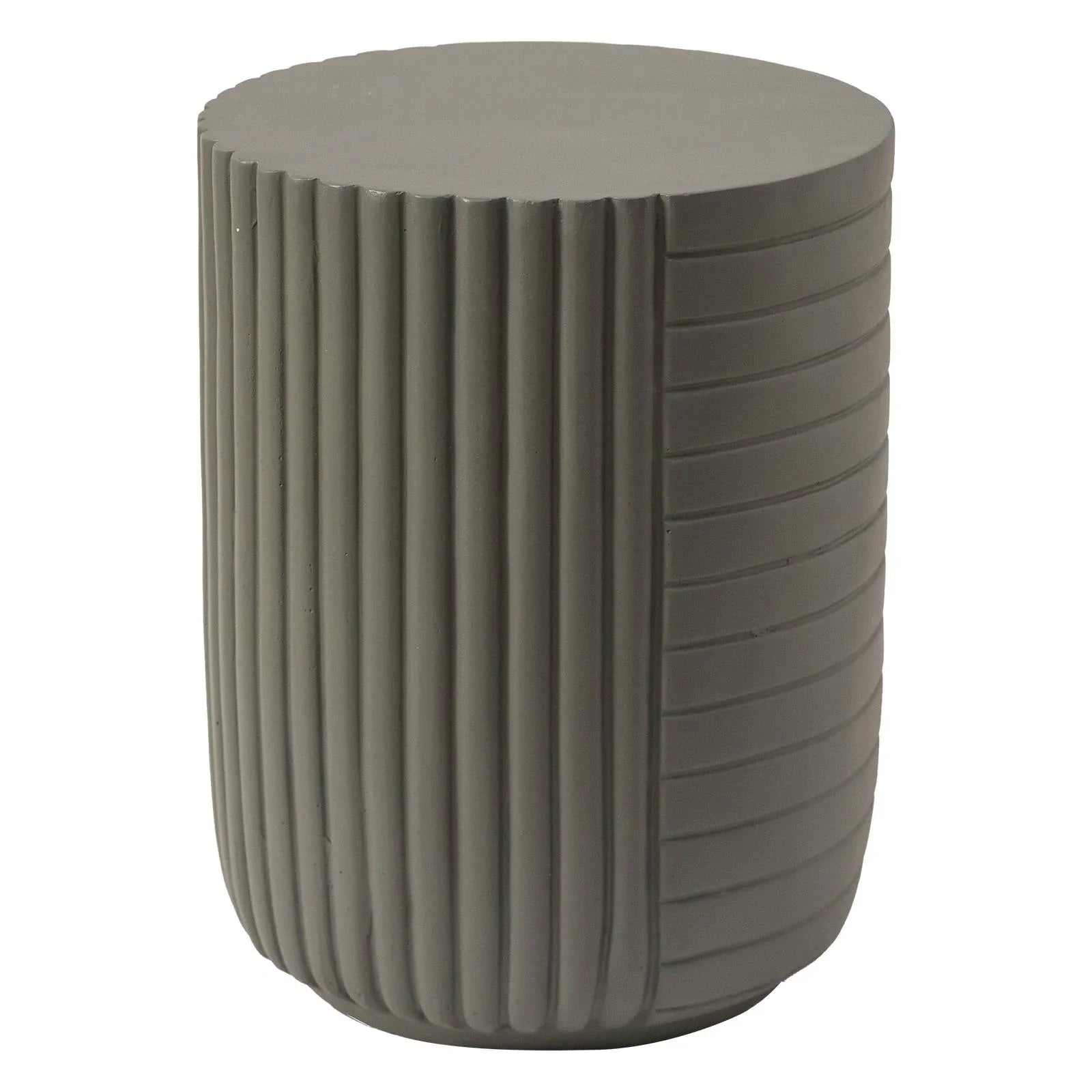 Trove 14" Wide Round Side Fiberstone Table With Ribbed Design - Elax Furniture