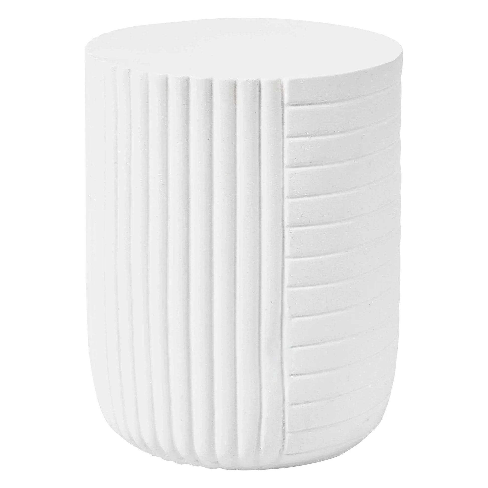 Trove 14" Wide Round Side Fiberstone Table With Ribbed Design - Elax Furniture