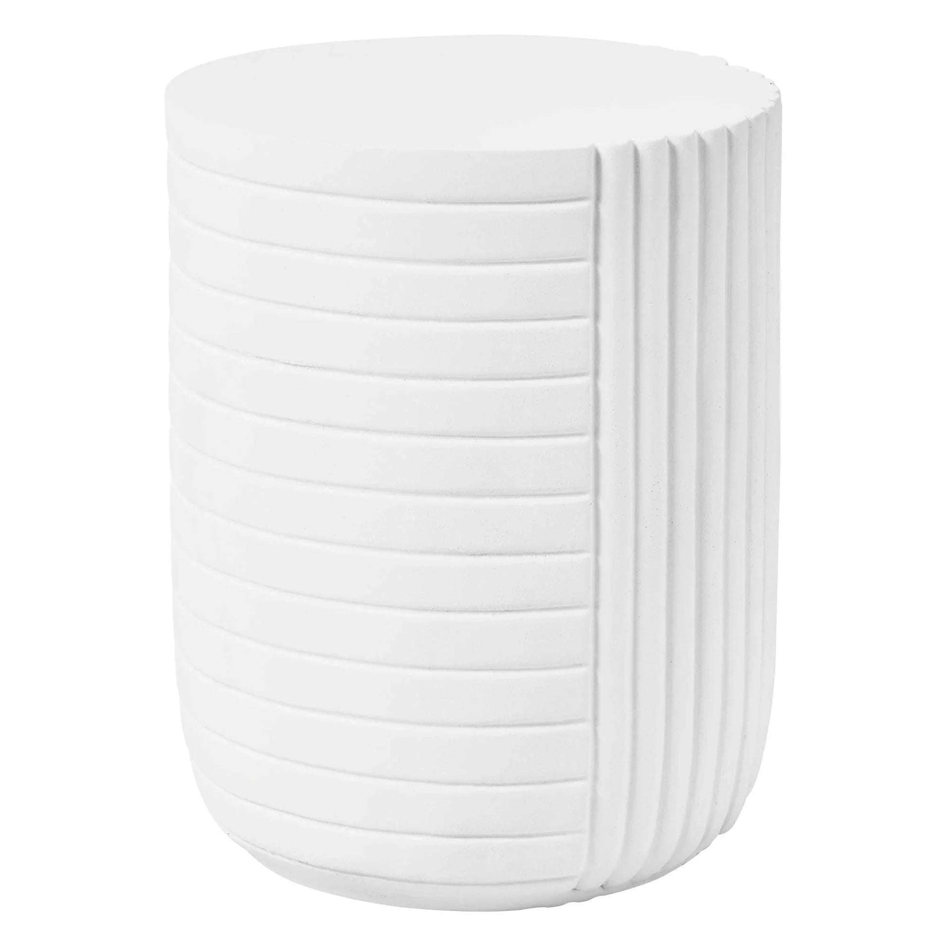 Trove 14" Wide Round Side Fiberstone Table With Ribbed Design - Elax Furniture
