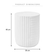 Trove 14" Wide Round Side Fiberstone Table With Ribbed Design - Elax Furniture