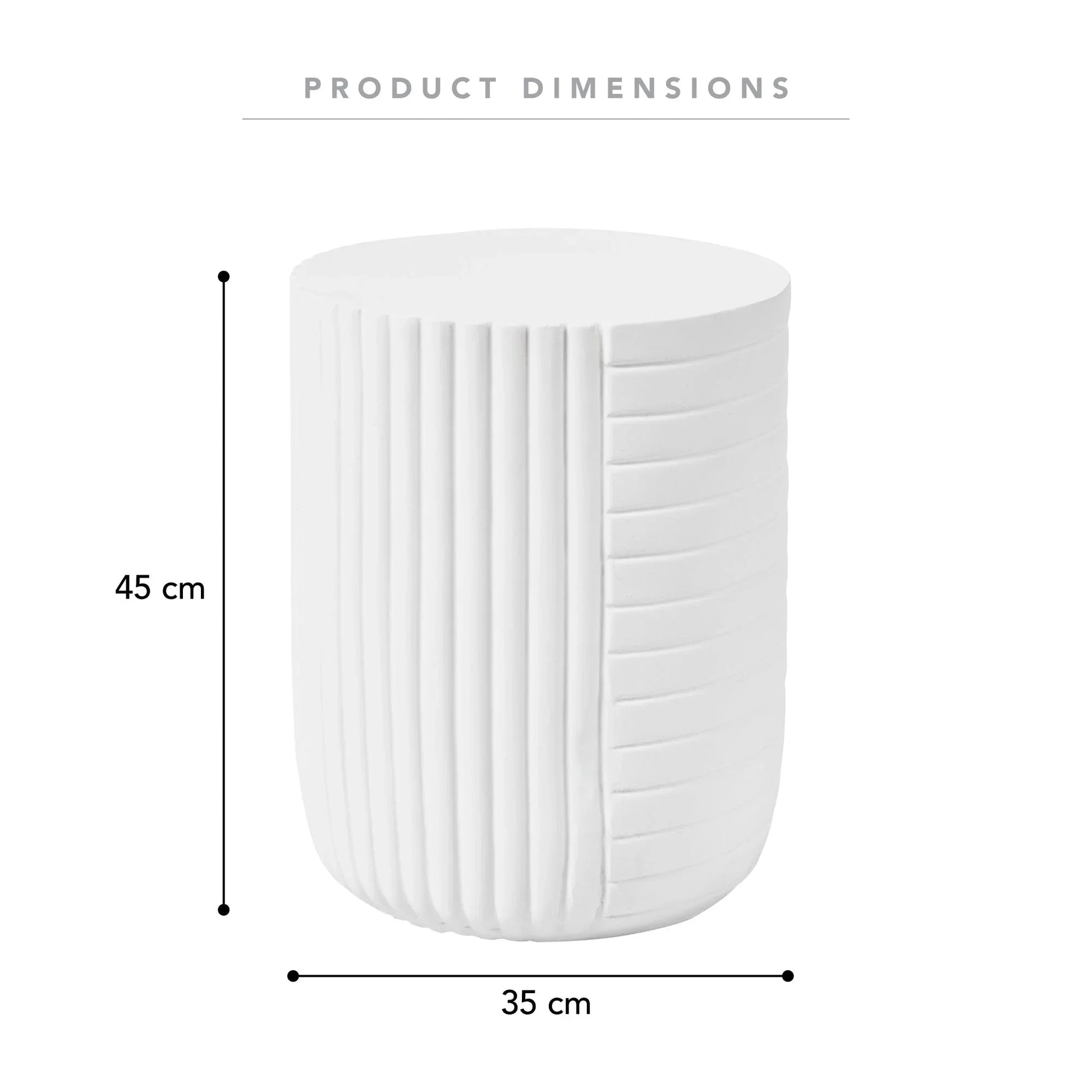 Trove 14" Wide Round Side Fiberstone Table With Ribbed Design - Elax Furniture